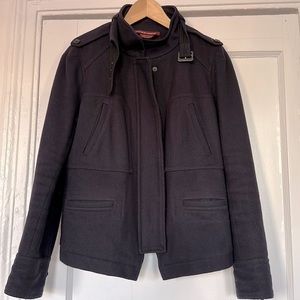 Comptoir des Cotonniers Navy Wool Moto Style Coat, US 12; FR 44